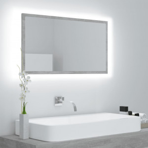 Oglindă de baie cu LED, gri beton, 80x8,5x37 cm, PAL - Img 1
