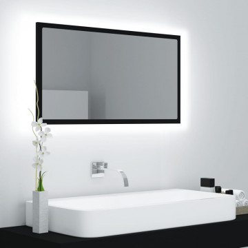Oglindă de baie cu LED, negru, 80x8,5x37 cm, PAL - Img 1
