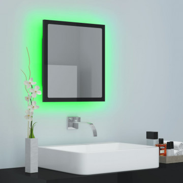 Oglindă de baie cu LED, negru extralucios, 40x8,5x37 cm - Img 5