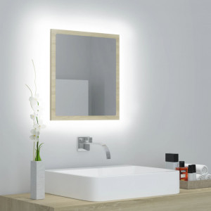 Oglindă de baie cu LED, stejar sonoma, 40x8,5x37 cm, PAL - Img 1