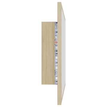 Oglindă de baie cu LED, stejar sonoma, 60x8,5x37 cm, acril - Img 8