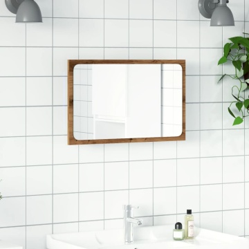 Oglindă de baie cu lumină LED, stejar artizanal, 60x8,5x38 cm - Img 4