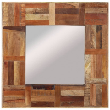 Oglindă de perete, 50x50 cm, lemn masiv reciclat - Img 8