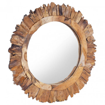 Oglindă de perete, 60 cm, tec, rotund - Img 2
