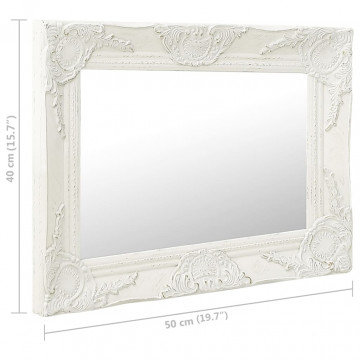 Oglindă de perete în stil baroc, alb, 50 x 40 cm - Img 5