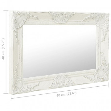 Oglindă de perete în stil baroc, alb, 60 x 40 cm - Img 5