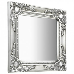 Oglindă de perete în stil baroc, argintiu, 40 x 40 cm - Img 2