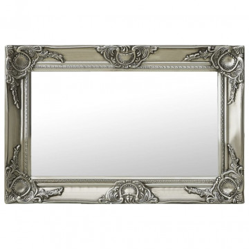 Oglindă de perete în stil baroc, argintiu, 60 x 40 cm - Img 1