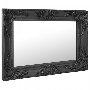 Oglindă de perete în stil baroc, negru, 60 x 40 cm - Img 2