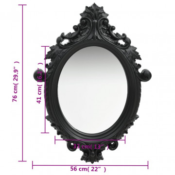Oglindă de perete în stil Castle, negru, 56 x 76 cm - Img 5