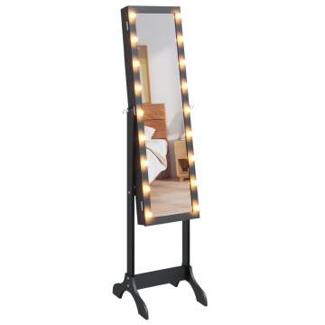 Oglindă de sine stătătoare cu LED, negru, 34x37x146 cm - Img 5