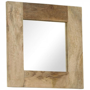 Oglindă, lemn masiv de mango, 50 x 50 cm - Img 7