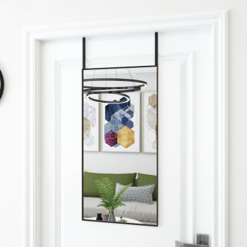 Oglindă pentru ușă, negru, 40x80 cm, sticlă și aluminiu - Img 1