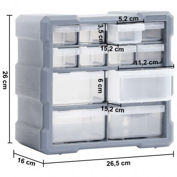 Organizatoare cu 12 sertare, 2 buc., 26,5 x 16 x 26 cm - Img 5