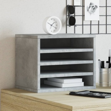 Organizator birou, gri beton, 36x26x29,5 cm lemn prelucrat - Img 1
