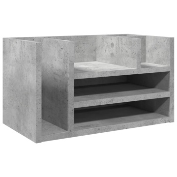 Organizator birou, gri beton, 44,5x24x25 cm lemn prelucrat - Img 2