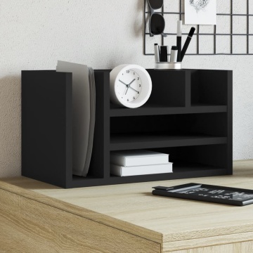 Organizator birou, negru, 44,5x24x25 cm lemn prelucrat - Img 1