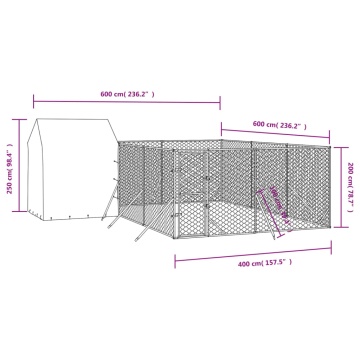 Padoc de exterior cu acoperiș argintiu 6x6x2,5m oțel galvanizat - Img 4