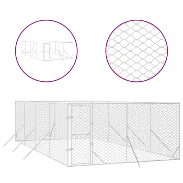 Padoc de exterior pentru câini argintiu 4x8x2 m oțel galvanizat - Img 2