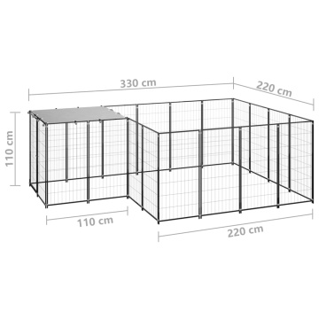 Padoc pentru câini, negru, 6,05 m², oțel - Img 5