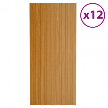 Panouri acoperiș, 12 buc., natural, 100x45 cm, oțel galvanizat - Img 1