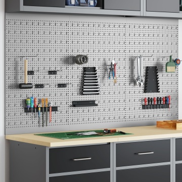 Panouri de perete 3 buc cu 15 accesorii gri 50x80 cm din oțel - Img 3