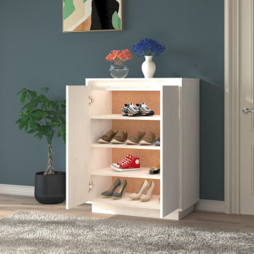 Pantofar, alb, 60x35x80 cm, lemn masiv de pin - Img 3