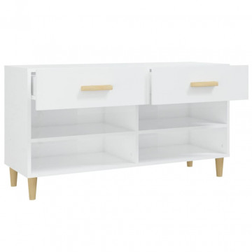 Pantofar, alb extralucios, 102x35x55 cm, lemn compozit - Img 7