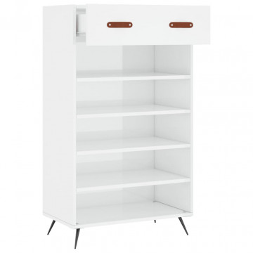 Pantofar, alb extralucios, 60x35x105 cm, lemn prelucrat - Img 8