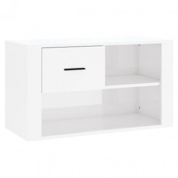 Pantofar, alb extralucios, 80x35x45 cm, lemn compozit - Img 2