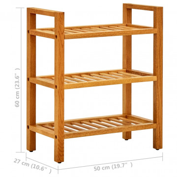 Pantofar cu 3 rafturi, 50x27x60 cm, lemn masiv de stejar - Img 5