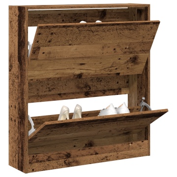 Pantofar cu sertar basculant, lemn vechi, 80x21x87,5 cm - Img 3