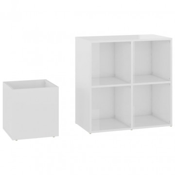 Pantofar de hol, alb extralucios, 105x35,5x70 cm, PAL - Img 6