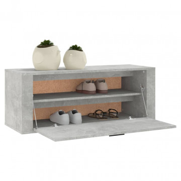 Pantofar de perete, gri beton, 100x35x38 cm, lemn prelucrat - Img 4