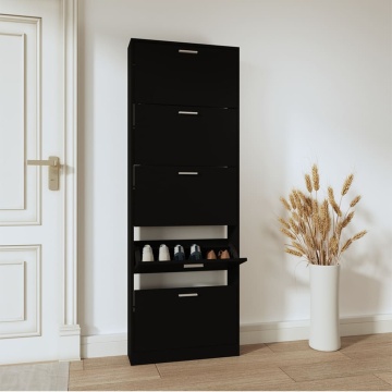 Pantofar, negru, 59x17x169 cm, lemn compozit - Img 1