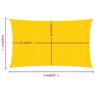 Pânză parasolar, galben dreptunghiular 4x7 m, HDPE, 160 g/m² - Img 5
