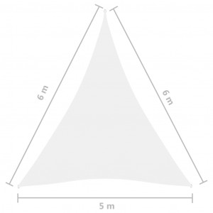 Parasolar, alb, 5x6x6 m, țesătură oxford, triunghiular - Img 5