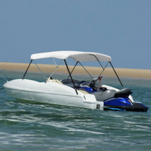 Parasolar barcă Bimini cu 3 arcuri, alb, 183x180x137 cm - Img 2