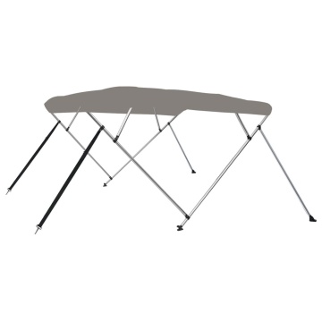 Parasolar barcă Bimini cu 4 arcuri, gri, 243x196x137 cm - Img 2