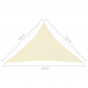 Parasolar, crem, 3,5x3,5x4,9 m, țesătură oxford, triunghiular - Img 5