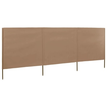 Paravan anti-vânt cu 3 panouri, gri taupe, 400x120 cm, textil - Img 1