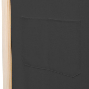Paravan cameră, 5 panouri, gri, 200x170x4 cm, material textil - Img 5