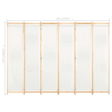 Paravan cameră, 6 panouri, crem, 240x170 x4 cm, material textil - Img 7