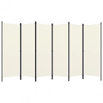 Paravan cameră cu 6 panouri, alb crem, 300 x 180 cm - Img 1