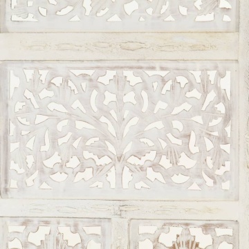 Paravan cameră sculptat manual, 4 panouri, alb 160x165 cm mango - Img 4