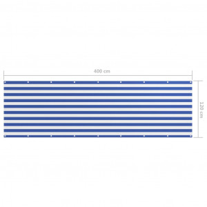 Paravan de balcon, alb/albastru, 120 x 400 cm, țesătură oxford - Img 5
