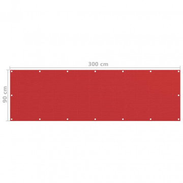 Paravan de balcon, roșu, 90 x 300 cm, HDPE - Img 6