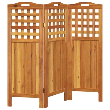 Paravan de cameră 3 panouri 121,5x2x115 cm lemn masiv de acacia - Img 4