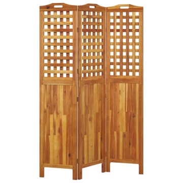 Paravan de cameră 3 panouri 121,5x2x180 cm lemn masiv de acacia - Img 4