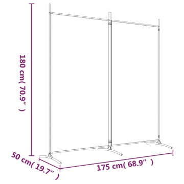 Paravan de cameră cu 2 panouri, negru, 175x180 cm, textil - Img 7
